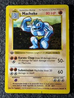 Pokemon Machoke Base Set Shadowless 34/102 Stage - 1st Edition - Image 1