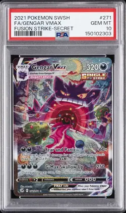 2021 POKEMON SWORD & SHIELD FUSION STRIKE SECRET FULL ART/GENGAR VMAX PSA 10 - Image 1