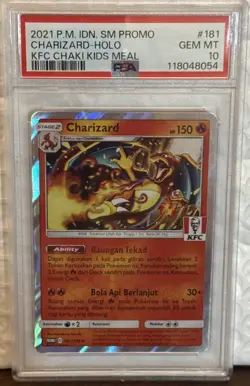 2021 POKEMON INDONESIAN SM PROMO KFC CHAKI KIDS MEAL #181 CHARIZARD-HOLO PSA 10 - Image 1