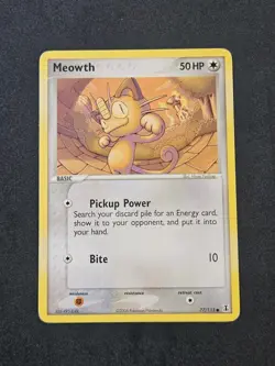 Pokemon TCG Meowth 77/113 Delta Species Common Regular Basic 50HP EN 2005 - Image 1