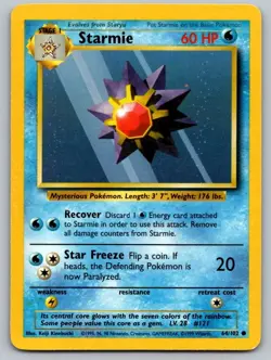 Starmie 64/102 Common Base Set Unlimited Pokemon Lightly Played - Image 1