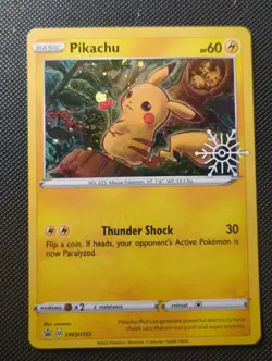 Pikachu SWSH153 Holiday Calendar Snowflake Stamped Promo Pokemon TCG - Image 1