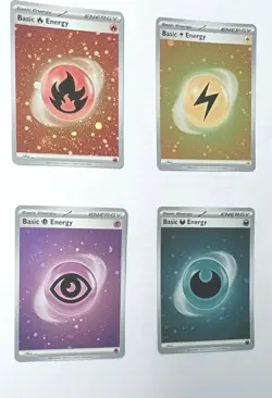 4 BASIC ENERGY COSMOS HOLO GALAXY CARDS SWIRLS DARKNESS FIRE PSYCHIC LIGHTNING - Image 1