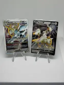 Arceus V 122/172 And Arceus VSTAR 123/172 Brilliant Stars Metal Promo Cards - Image 1
