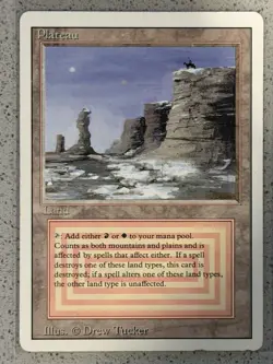 MTG Magic the Gathering Plateau Revised Edition Dual Land 1994 Drew Tucker - Image 1