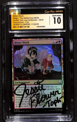 CGC GEM MINT 10 Signed Jessie Flowers MTG Bitter Work U 0210 ATLA Foil (2025) - Image 1