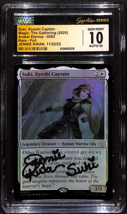 CGC GEM MINT 10 Auto 10 Signed Jessie Flower MTG Suki, Kyoshi Captain 0085 Foil - Image 1