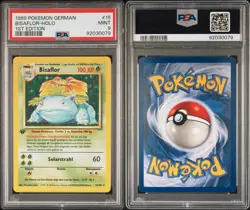 1999 Pokemon Base Set 1.Edition Bisaflor PSA 9 Mint #15 Deutsch - Image 1