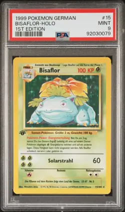 1999 Pokemon Base Set 1.Edition Bisaflor PSA 9 Mint #15 Deutsch - Image 2