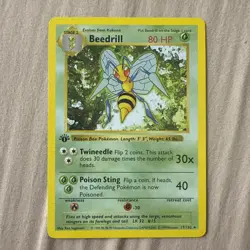 Beedrill 17/102 Rare Base Set 1st Edition Shadowless BSS English Pokemon Vintage - Image 1