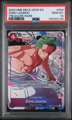 2024 ONE PIECE OP09-EMPERORS IN THE NEW WORLD TREASURE RARE ZORO-JUUROU PSA 10 - Image 1