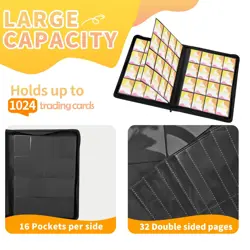 Premium 1000+ Pockets Trading Card Binder, 16-Pocket Ringless Side-Loading Al... - Image 2