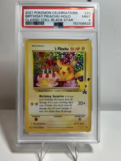 PSA 9 Birthday Pikachu Celebrations Classic Collection #24 Pokemon TCG - Image 1