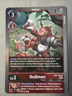 Digimon TCG * Guilmon EX2-008 Rare * Digital Hazard * NM Card - Image 1