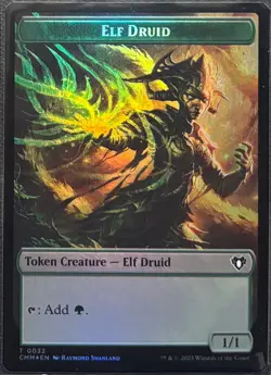 MTG Commander Masters Elf Druid/Treasure Double-Sided Token Foil (Common) - Image 1