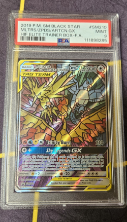 Pokemon Moltres & Zapdos & Articuno GX SM210 TAG TEAM Full Art Promo Holo PSA 9 - Image 1