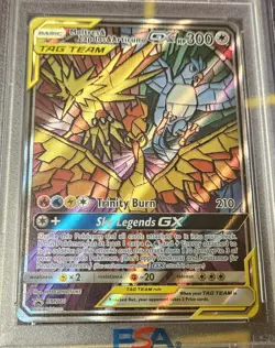 Pokemon Moltres & Zapdos & Articuno GX SM210 TAG TEAM Full Art Promo Holo PSA 9 - Image 2