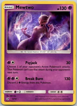 Mewtwo 12/18 Holo Ultra Rare Detective Pikachu LP - Image 1