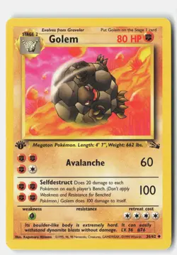 Golem 36/62 Uncommon Fossil Pokemon 1st Edition Lightly Played Kagemaru Himeno - Image 1
