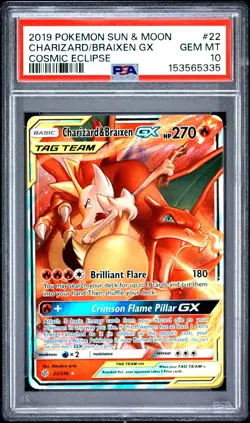 POKEMON - CHARIZARD & BRAIXEN GX - #22 2019 SUN & MOON COSMIC ECLIPSE - PSA 10 - Image 1