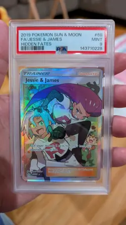 2019 Pokemon Sun & Moon Hidden Fates #68 FA/Jesse & James PSA 9 - Image 1