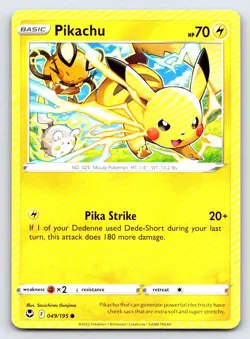 Pikachu 049/195 Common Silver Tempest Pokemon Near Mint - Image 1