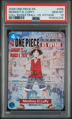 2026 ONE PIECE PROMO COLLEGE BASKETBALL: US VOYAGE MONKEY D. LUFFY PSA 10 - Image 1