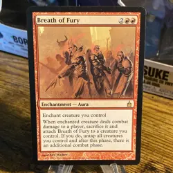 Wizards Breath of Fury Ravnica Rare Red Enchantment Aura Card English - Image 1