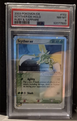 Scyther EX Holo Rare Ruby & Sapphire 2003 Pokemon Card #102 PSA 8 - Image 1