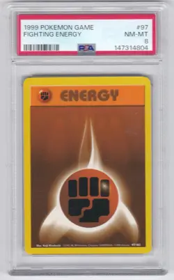 1999 Pokemon Base Set Unlimited Fighting Energy PSA 8 (A) - Image 1