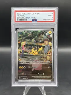 Pokemon Pikachu 173/165 Illustration Rare Holo SV 151 English PSA 9 - Image 1