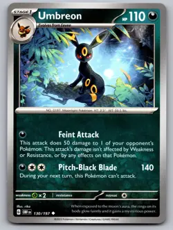 Umbreon 130/197 Uncommon Obsidian Flames Pokemon Near Mint - Image 1