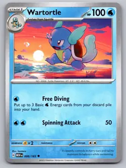 Wartortle 008/165 Uncommon 151 Pokemon Near Mint - Image 1