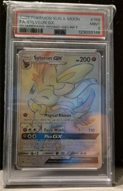 PSA 9 Pokemon TCG Sylveon GX (Secret) 158/145 Sun & Moon-Guardians Rising Holo - Image 1