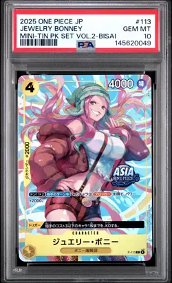 2025 ONE PIECE JAPANESE MINI-TIN PACK SET VOL.2 BISAI #113 JEWELRY BONNEY PSA 10 - Image 1