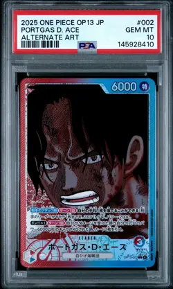 2025 ONE PIECE JAPANESE OP13-CARRYING ON HIS WILL #002 PORTGAS D. ACE PSA 10 - Image 1