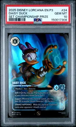 2025 DISNEY LORCANA EN P3-PROMO #24 DAISY DUCK - PARANORMAL INVESTIGATOR PSA 10 - Image 1