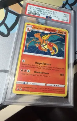 Pokemon TCG Special Delivery Charizard SWSH075 Promo Holo Eng PSA 9 Swirl(s) - Image 1