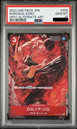PSA10 One Piece Card Japanese Roronoa Zoro SR Parallel OP01-025 - Image 1