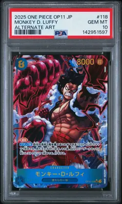2025 ONE PIECE JAPANESE OP11-A FIST OF DIVINE SPEED #118 MONKEY D. LUFFY PSA 10 - Image 1
