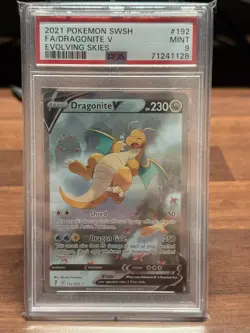 Pokemon TCG Dragonite V Evolving Skies Ultra Rare Card PSA 9 192/203 - Image 1