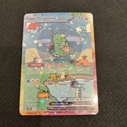 Pokemon Bubble Shiny Dragonite Special Doujin Art Starry Holo Card - Image 1