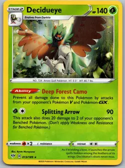 Decidueye 013/189 Near Mint SWSH03: Darkness Ablaze Pokemon Shipnow - Image 1