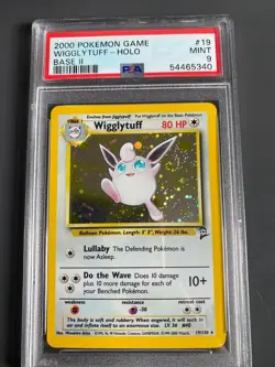 WIGGLYTUFF POKEMON 19/130 2000 BASE SET 2 HOLO RARE ENGLISH PSA 9 - Image 1