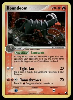 Houndoom 7/115 Holo Rare Unseen Forces Pokemon LP *SWIRL* - Image 1