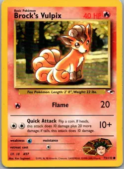 Brock's Vulpix 73/132 Common Gym Heroes Pokemon Unlimited Lightly Played - Image 1
