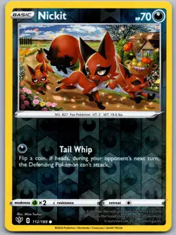 Nickit 112/189 Near Mint SWSH03: Darkness Ablaze Pokemon Shipnow - Image 1