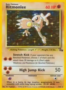 Hitmonlee - 7/62 - Holo Rare - Unlimited Edition HP, English Pokemon Fossil - Image 1