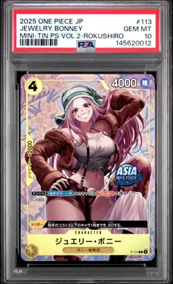 2025 ONE PIECE JAPANESE MINI-TIN PACK SET VOL.2 #113 JEWELRY BONNEY PSA 10 - Image 1