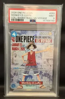 PSA 9 One Piece Promo Card Monkey D. Luffy US College Basketball Voyage #055 - Image 1